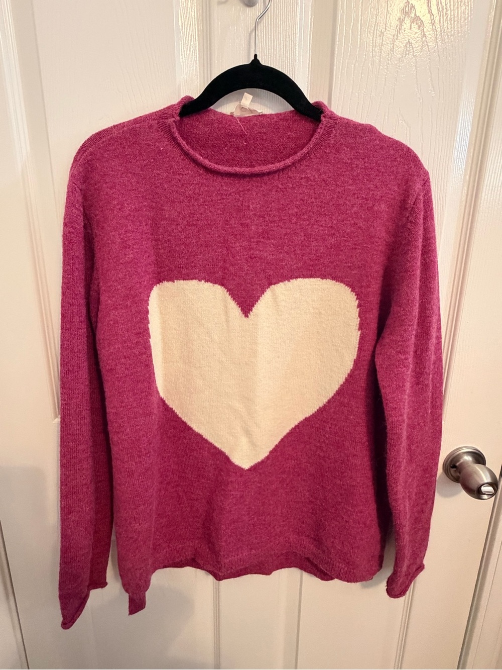 Cozy Purple Heart Crewneck Sweater - Soft Heart Motif